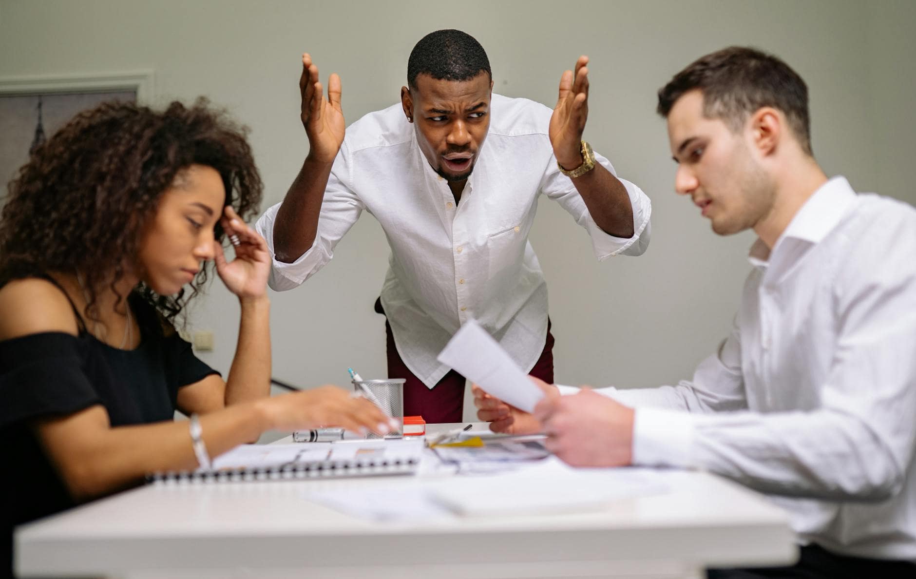 a man angry in a workplace