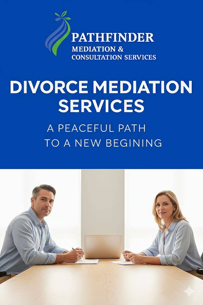 Divorce Mediation Services meeting with two professional clients.